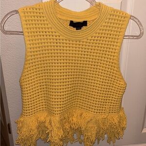 Zara Yellow Knit Fringe Tank Top RARE